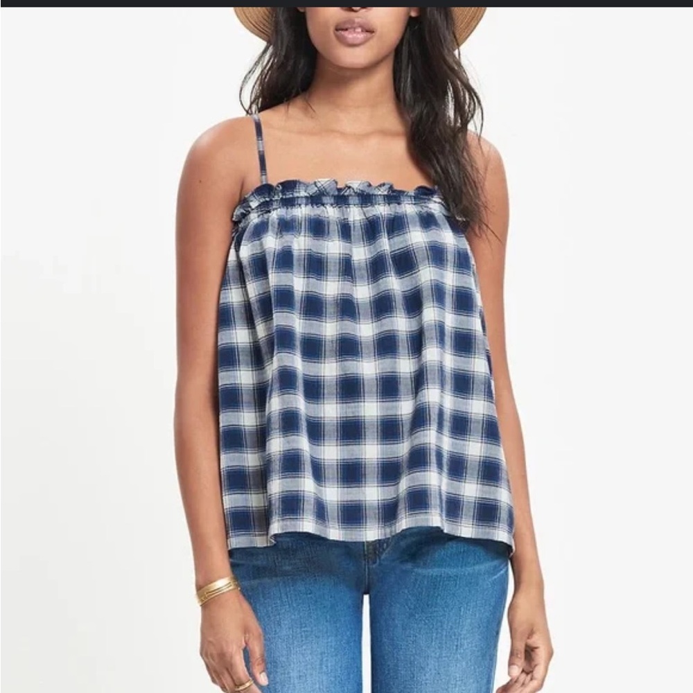 MADEWELL INDIGO PLAID TANK TOP